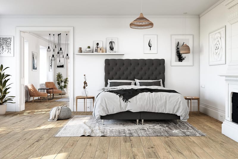 OAKHAM Kontinentalsäng 180x200 Mörkgrå - Möbler - Sovrum - Sängar - Komplett Sängpaket