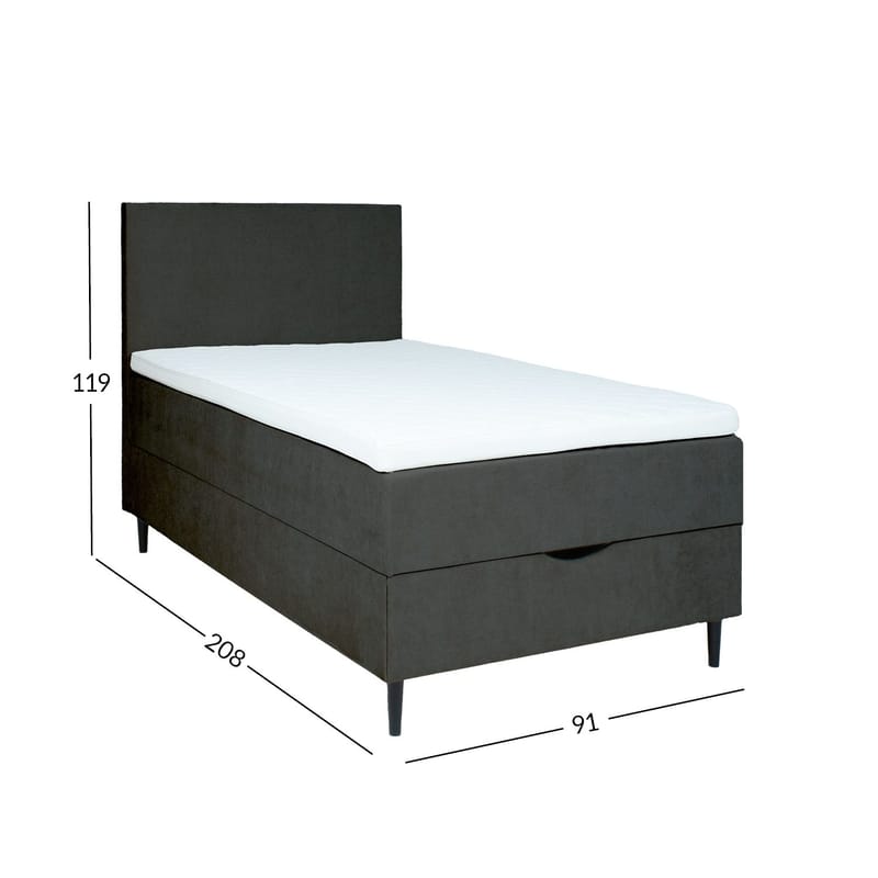 Kontinentalsäng Odviks 90x200 cm - Mörkgrå - Möbler - Sovrum - Sängar - Kontinentalsängar