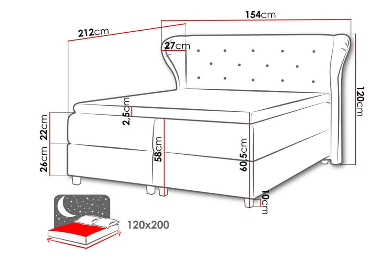 OLDERVIK Kontinentalsäng 120x200 Blå - Blå - Kontinentalsängar