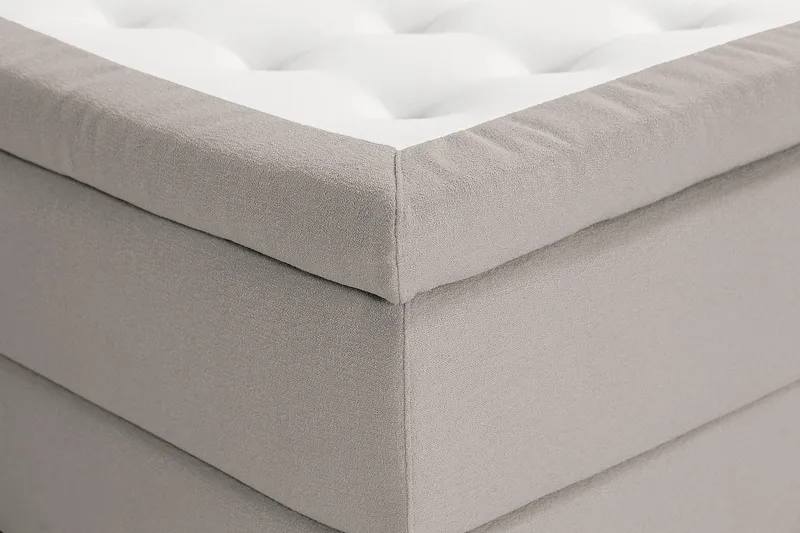 Oslo Lyx Sängpaket Boucle 120x200 Djuphäftad gavel - Grå - Möbler - Sovrum - Sängar - Kontinentalsängar