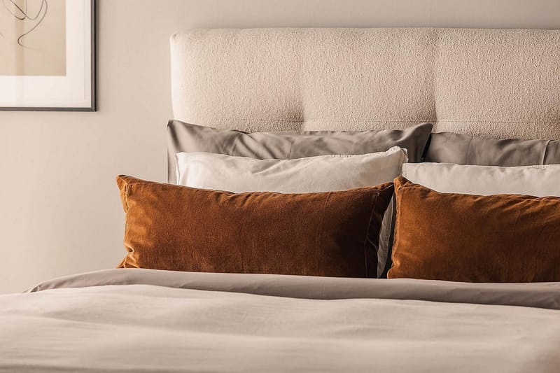 Oslo Lyx Sängpaket Boucle 120x200 Knappad gavel - Ljusbeige - Möbler - Sovrum - Sängar - Kontinentalsängar