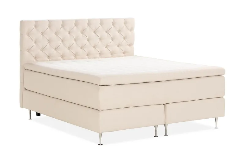 Oslo Lyx Sängpaket Boucle 160x200 Djuphäftad gavel - Ljusbeige - Möbler - Sovrum - Sängar - Kontinentalsängar