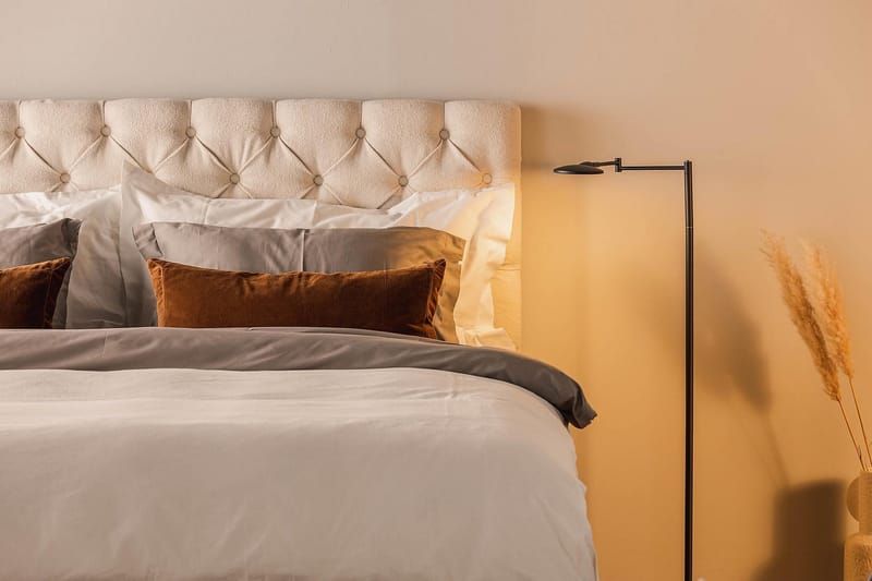 Oslo Lyx Sängpaket Boucle 160x200 Djuphäftad gavel - Ljusbeige - Möbler - Sovrum - Sängar - Kontinentalsängar
