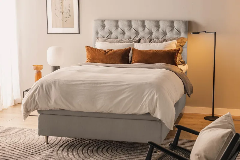 Oslo Lyx Sängpaket Kontinentalsäng 120x200 cm - Grå - Möbler - Sovrum - Sängar - Kontinentalsängar