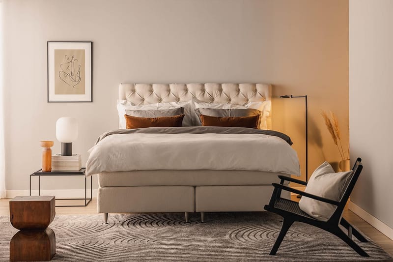 Oslo Lyx Sängpaket Kontinentalsäng 160x200 cm Ljusbeige - Möbler - Sovrum - Sängar - Kontinentalsängar