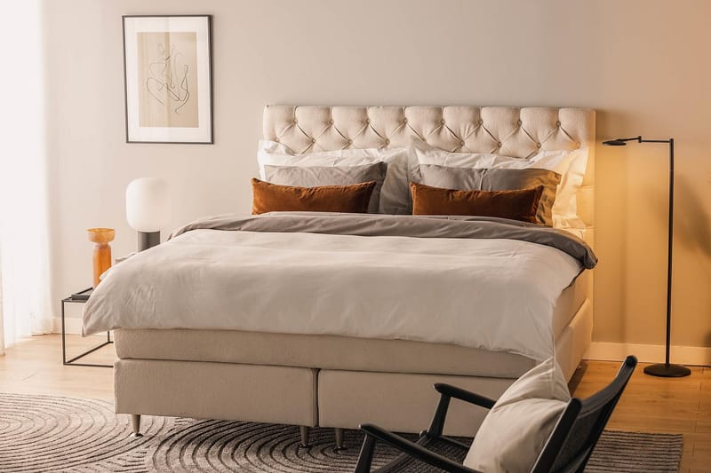 Oslo Lyx Sängpaket Kontinentalsäng 160x200 cm Ljusbeige - Möbler - Sovrum - Sängar - Kontinentalsängar