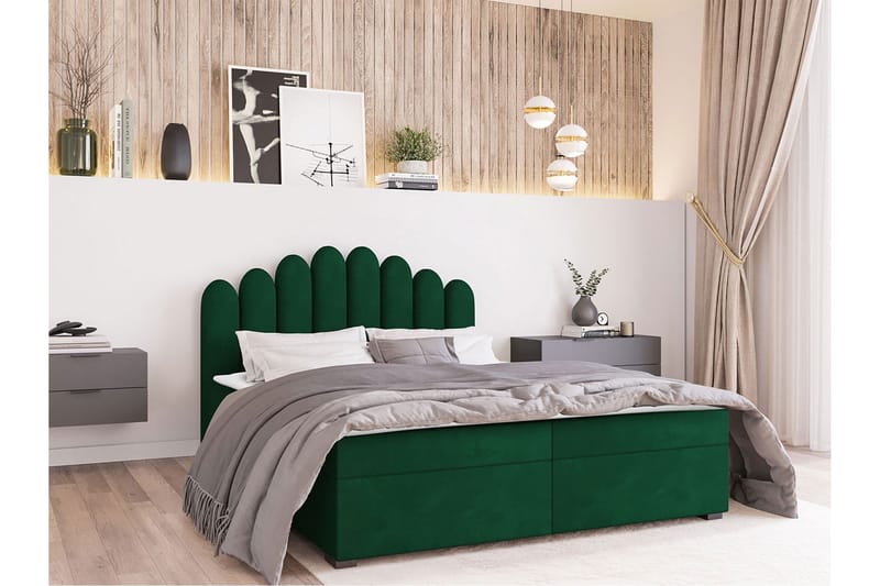PEBMARSH Kontinentalsäng 140x200  cm Medium Sammet/Mörkgrön - Möbler - Sovrum - Sängar - Kontinentalsängar