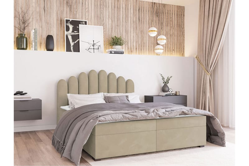 PEBMARSH Kontinentalsäng 160x200  cm Medium Sammet/Beige - Möbler - Sovrum - Sängar - Kontinentalsängar