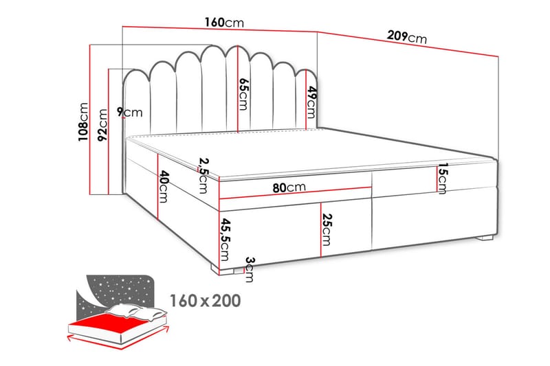 PEBMARSH Kontinentalsäng 160x200  cm Medium Sammet/Beige - Möbler - Sovrum - Sängar - Kontinentalsängar