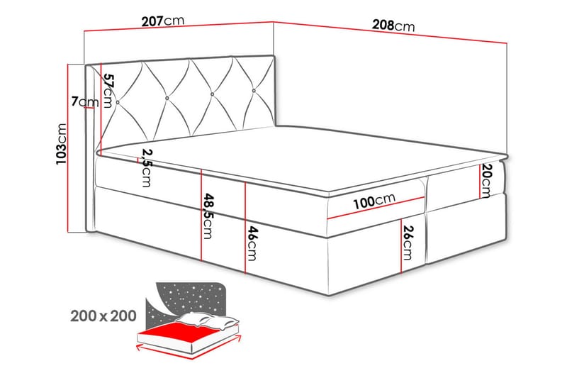 PEMBINA Kontinentalsäng 200x200 cm - Möbler - Sovrum - Sängar - Kontinentalsängar