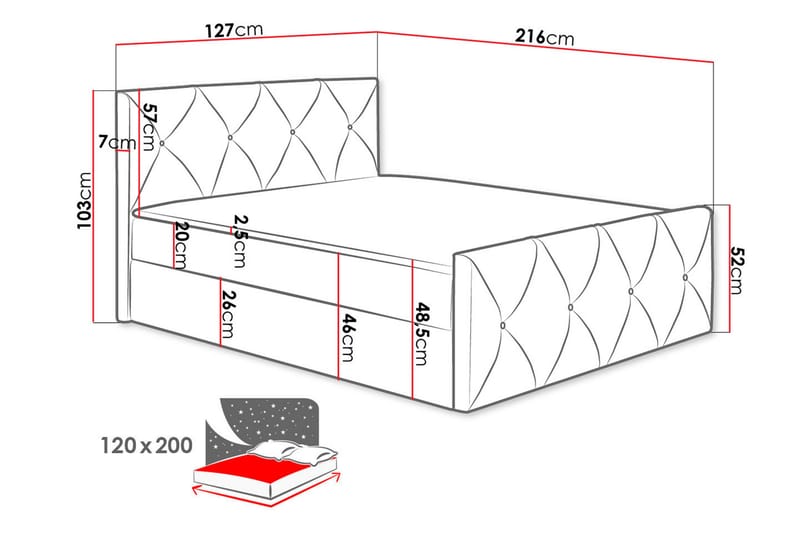 PEMBINA LUX Kontinentalsäng 120x200 cm - Möbler - Sovrum - Sängar - Kontinentalsängar