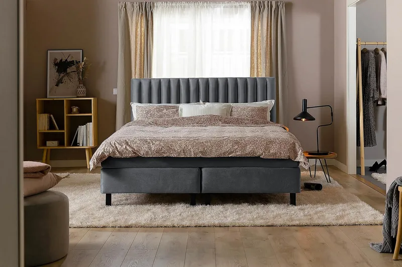 Princess Kontinentalsäng 160x200cm - Mörkgrå/Sammet - Möbler - Sovrum - Sängar - Kontinentalsängar