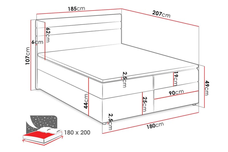 Puente Kontinentalsäng 180x200 cm  Vit - Vit - Möbler - Sovrum - Sängar - Kontinentalsängar