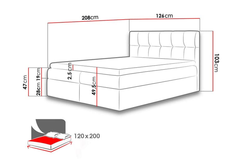 REPPEN Kontinentalsäng 120x200 Grå - Grå - Kontinentalsängar - Dubbelsängar