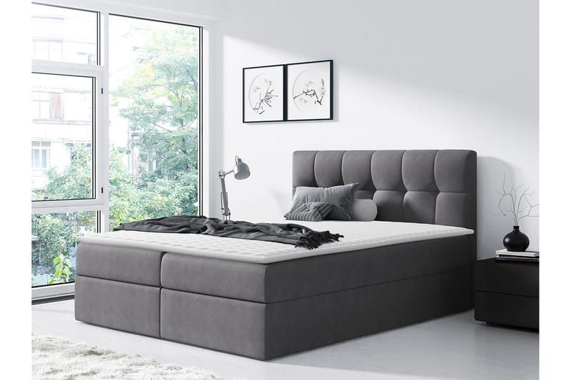 REPPEN Kontinentalsäng 160x200 Grå - Grå - Möbler - Sovrum - Sängar - Kontinentalsängar
