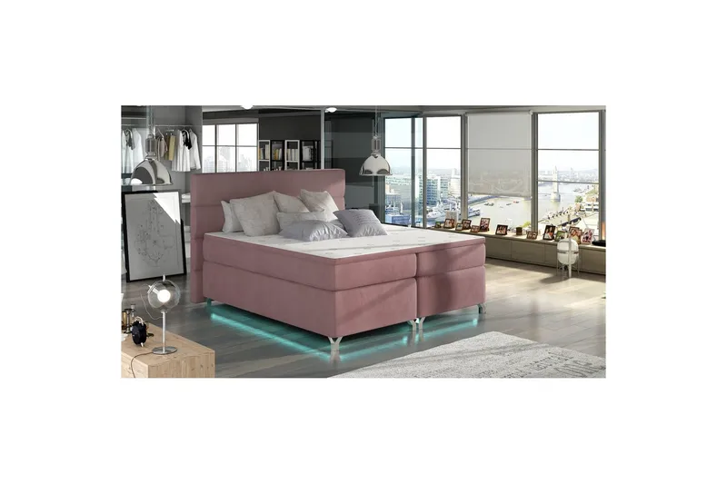 Resårbotten Eltap Amadeo med LED, Mat Velvet 63, Rosa, 140x200 cm