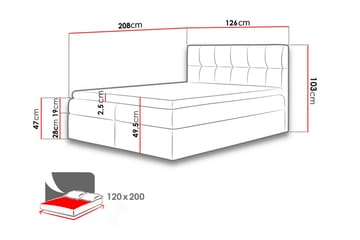 Rico Kontinentalsäng 120x208cm LED-belysning - Svart - Möbler - Sovrum - Sängar - Kontinentalsängar