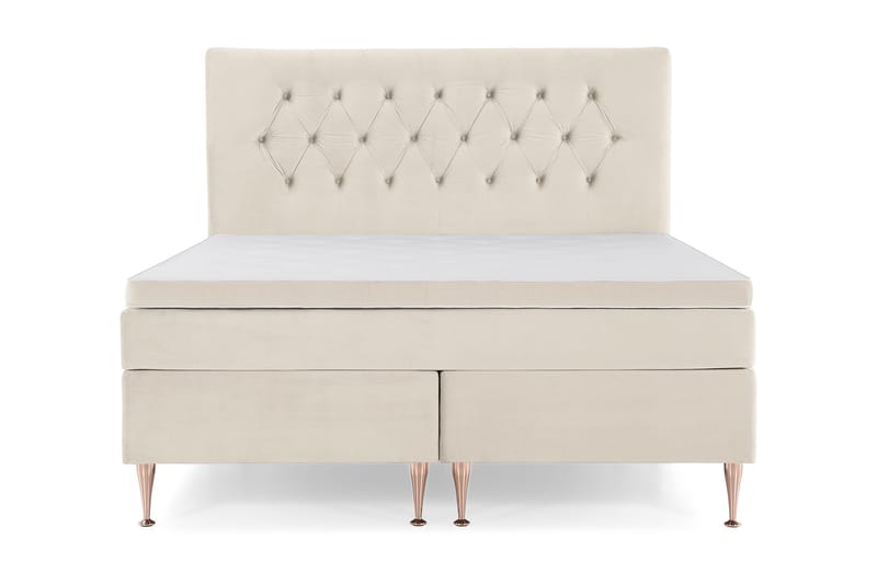 Royal Velvet Komplett Sängpaket 160x200 cm - Beige med höga rosében - Möbler - Sovrum - Sängar - Kontinentalsängar