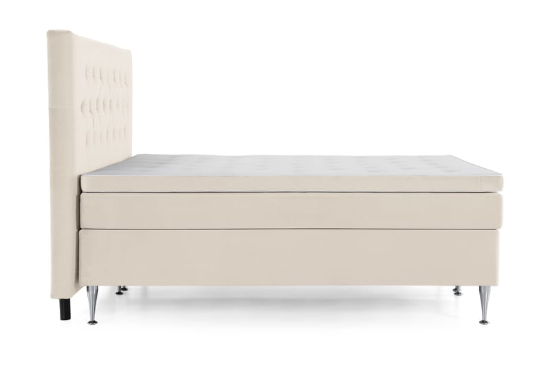 Royal Velvet Komplett Sängpaket 160x200 cm - Beige med höga silverben - Möbler - Sovrum - Sängar - Kontinentalsängar