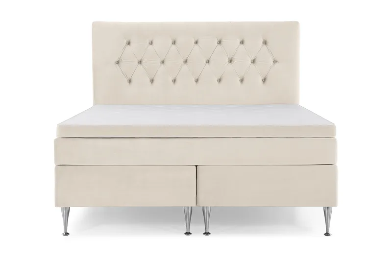 Royal Velvet Komplett Sängpaket 160x200 cm - Beige med höga silverben - Möbler - Sovrum - Sängar - Kontinentalsängar