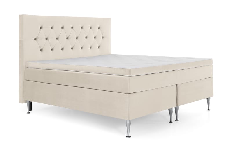 Royal Velvet Komplett Sängpaket 160x200 cm - Beige med höga silverben - Möbler - Sovrum - Sängar - Kontinentalsängar