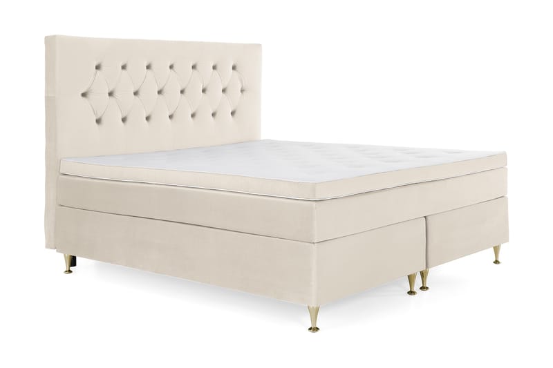 Royal Velvet Komplett Sängpaket 160x200 cm - Beige med låga guldben - Möbler - Sovrum - Sängar - Kontinentalsängar