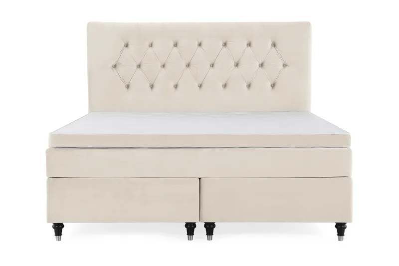 Royal Velvet Komplett Sängpaket 160x200 cm - Beige med svarta svarvade ben - Möbler - Sovrum - Sängar - Kontinentalsängar