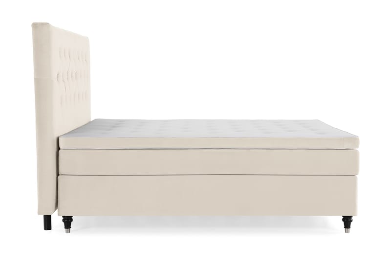 Royal Velvet Komplett Sängpaket 160x200 cm - Beige med svarta svarvade ben - Möbler - Sovrum - Sängar - Kontinentalsängar