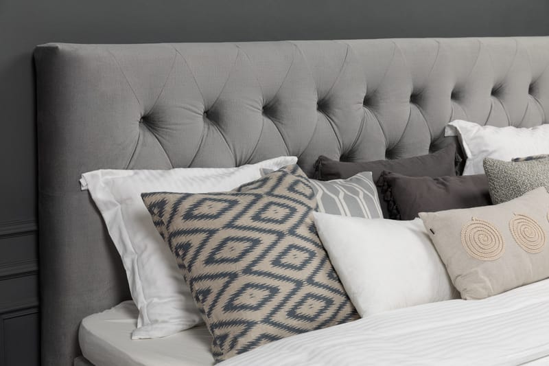 Royal Velvet Komplett Sängpaket 160x200 cm - Ljusgrå med Höga Guldben - Möbler - Sovrum - Sängar - Kontinentalsängar