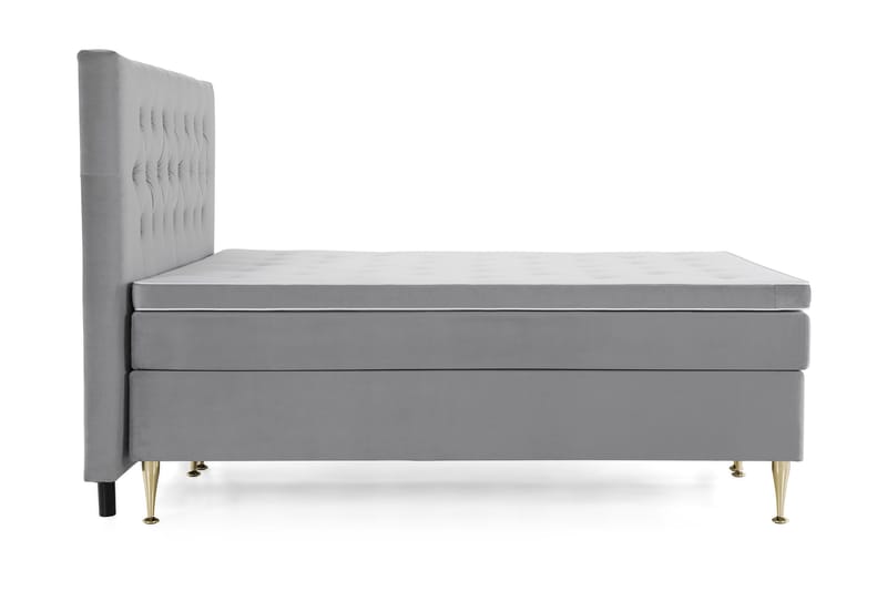 Royal Velvet Komplett Sängpaket 160x200 cm - Ljusgrå med Höga Guldben - Möbler - Sovrum - Sängar - Kontinentalsängar