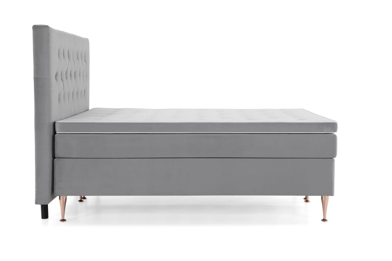 Royal Velvet Komplett Sängpaket 160x200 cm - Ljusgrå med Höga Rosében - Möbler - Sovrum - Sängar - Kontinentalsängar