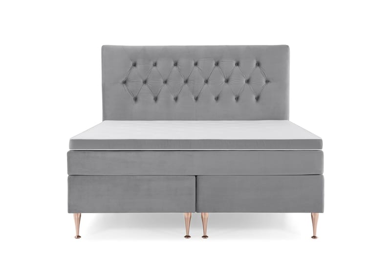 Royal Velvet Komplett Sängpaket 160x200 cm, Ljusgrå med Höga Rosében