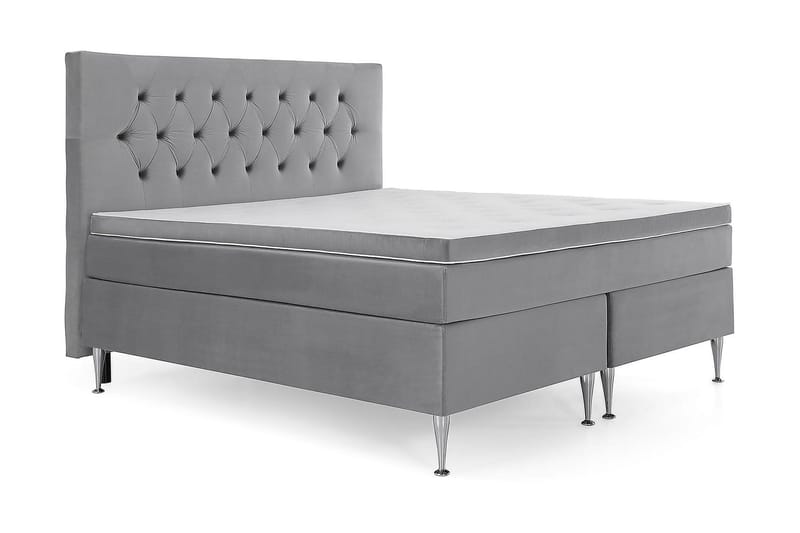 Royal Velvet Komplett Sängpaket 160x200 cm - Ljusgrå med Höga Silverben - Möbler - Sovrum - Sängar - Kontinentalsängar