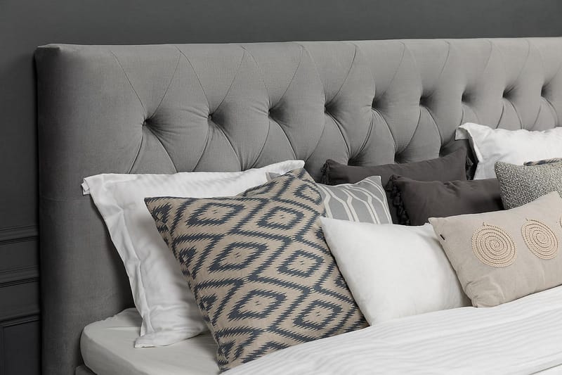 Royal Velvet Komplett Sängpaket 160x200 cm - Ljusgrå med Höga Silverben - Möbler - Sovrum - Sängar - Kontinentalsängar