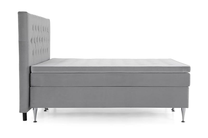 Royal Velvet Komplett Sängpaket 160x200 cm - Ljusgrå med Höga Silverben - Möbler - Sovrum - Sängar - Kontinentalsängar