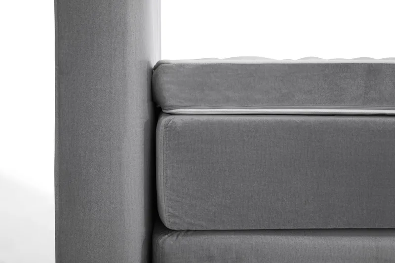 Royal Velvet Komplett Sängpaket 160x200 cm - Ljusgrå med Låga Guldben - Möbler - Sovrum - Sängar - Kontinentalsängar