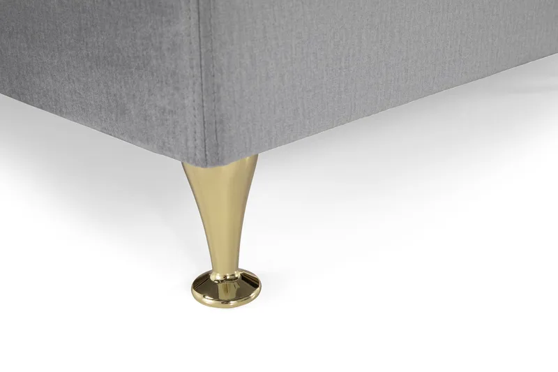 Royal Velvet Komplett Sängpaket 160x200 cm - Ljusgrå med Låga Guldben - Möbler - Sovrum - Sängar - Kontinentalsängar