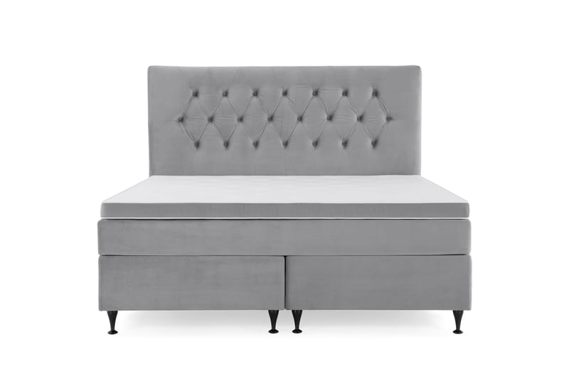 Royal Velvet Komplett Sängpaket 160x200 cm, Ljusgrå med Låga Svarta Ben
