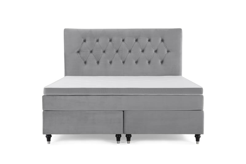 Royal Velvet Komplett Sängpaket 160x200 cm, Ljusgrå med Låga Svarvade ben