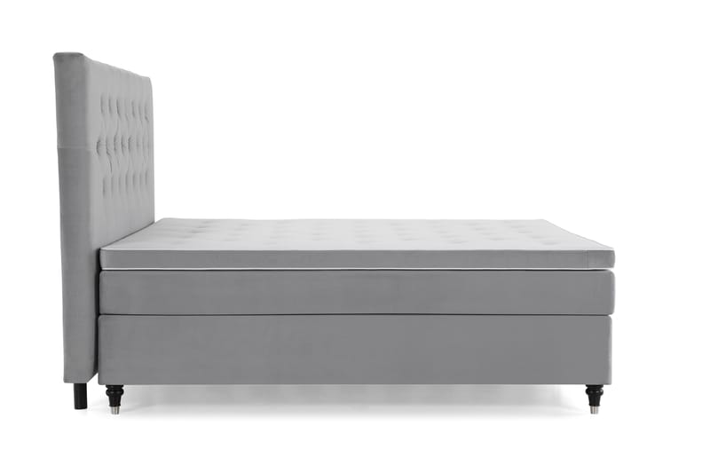 Royal Velvet Komplett Sängpaket 160x200 cm - Ljusgrå med Låga Svarvade ben - Möbler - Sovrum - Sängar - Kontinentalsängar