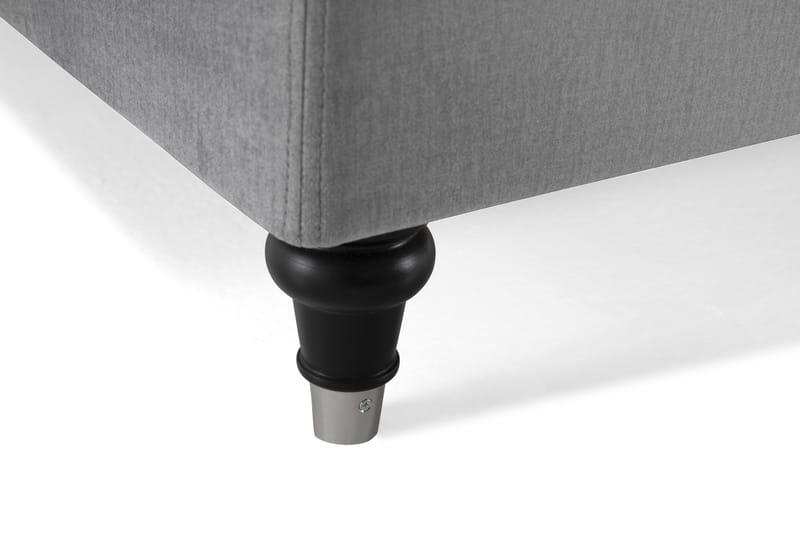 Royal Velvet Komplett Sängpaket 160x200 cm - Ljusgrå med Låga Svarvade ben - Möbler - Sovrum - Sängar - Kontinentalsängar