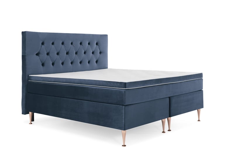 Royal Velvet Komplett Sängpaket 160x200 cm - Mörkblå med Höga Rosében - Möbler - Sovrum - Sängar - Kontinentalsängar