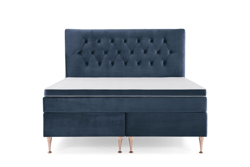 Royal Velvet Komplett Sängpaket 160x200 cm, Mörkblå med Höga Rosében