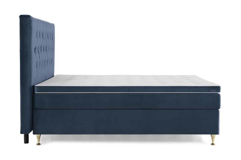 Royal Velvet Komplett Sängpaket 160x200 cm - Mörkblå med Låga Guldben - Möbler - Sovrum - Sängar - Kontinentalsängar