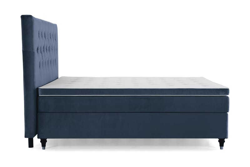 Royal Velvet Komplett Sängpaket 160x200 cm - Mörkblå med Svarvade Ben - Möbler - Sovrum - Sängar - Kontinentalsängar