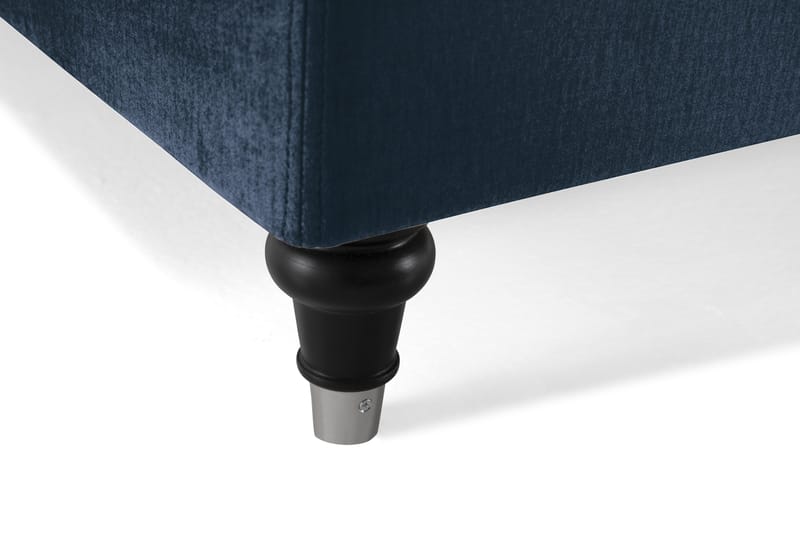 Royal Velvet Komplett Sängpaket 160x200 cm - Mörkblå med Svarvade Ben - Möbler - Sovrum - Sängar - Kontinentalsängar