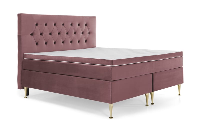 Royal Velvet Komplett Sängpaket 160x200 cm - Rosa med Höga Guldben - Möbler - Sovrum - Sängar - Kontinentalsängar