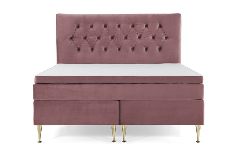 Royal Velvet Komplett Sängpaket 160x200 cm, Rosa med Höga Guldben