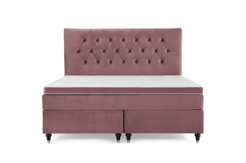 Royal Velvet Komplett Sängpaket 160x200 cm, Rosa med Svarvade ben
