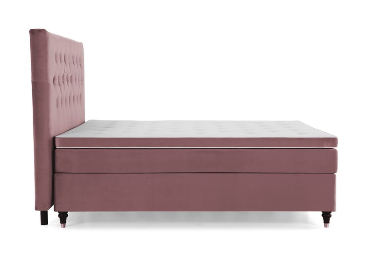 Royal Velvet Komplett Sängpaket 160x200 cm - Rosa med Svarvade ben - Möbler - Sovrum - Sängar - Kontinentalsängar